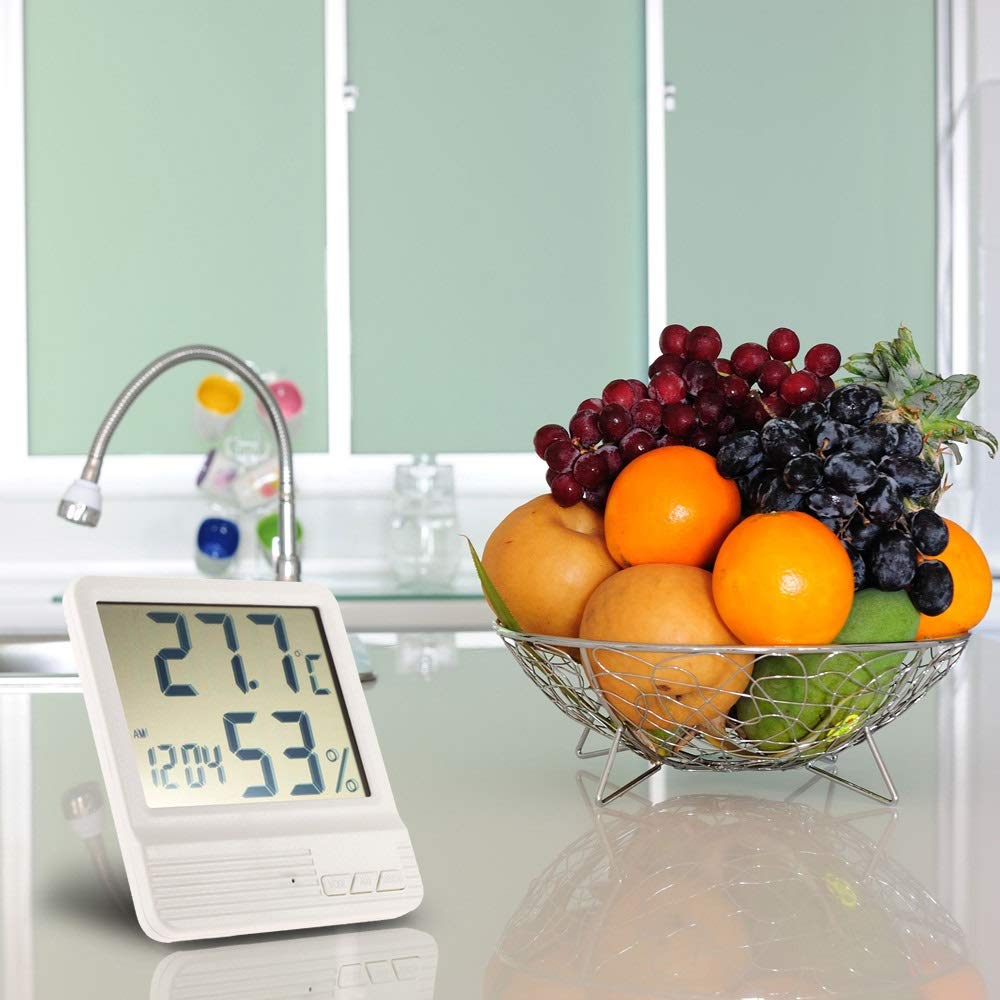 JFDBGU High-accuratezza del termometro Digitale LCD igrometro Temperatura Elettronica Temperatura di umidità Meter Orologio Stazione meteorologica Indoor