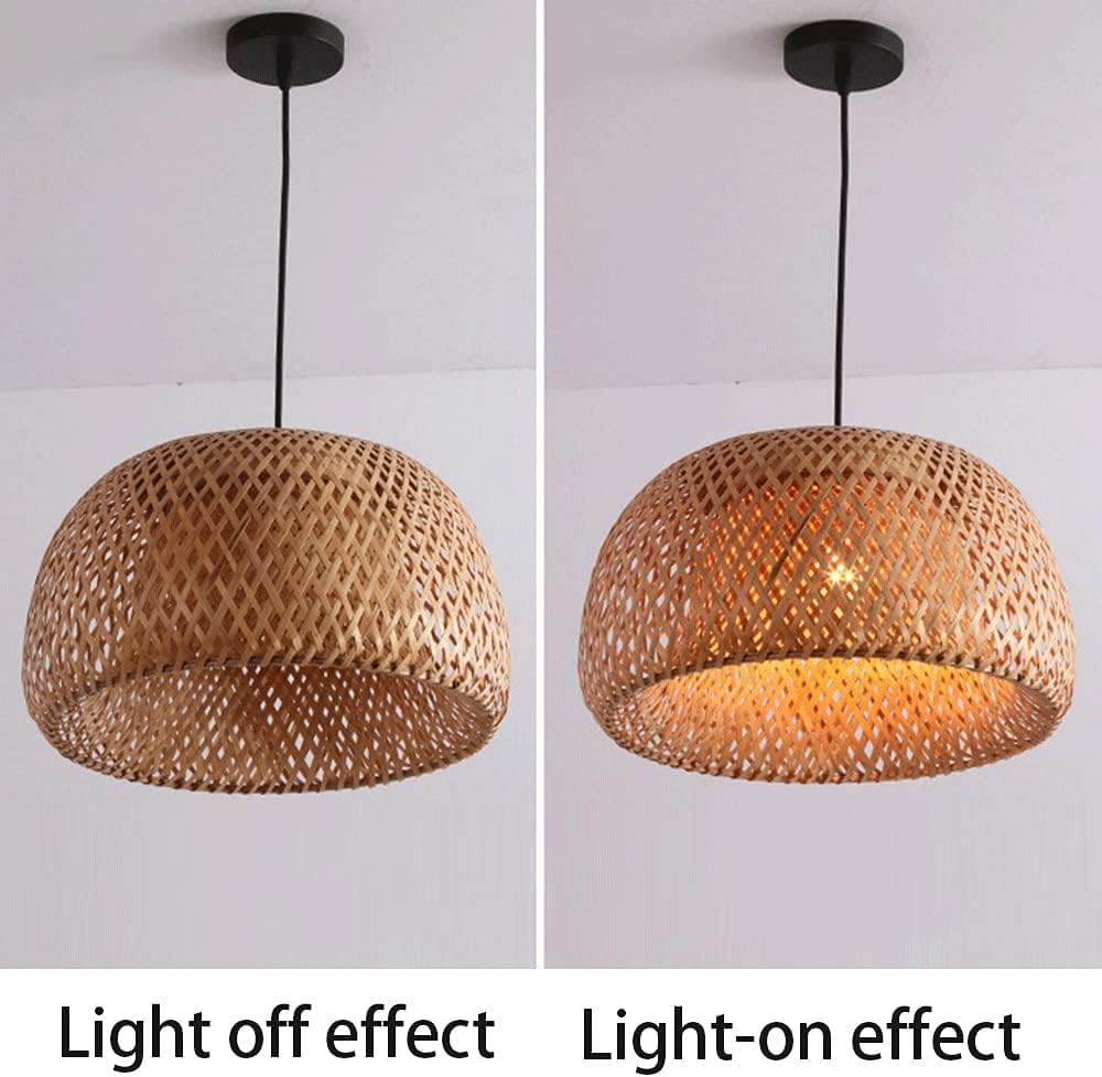 Lampadario in vimini beige, paralume intrecciato a nido d'uccello, lanterna in stile pastorale in cesto di bambù, lampada a sospensione da soffitto, lampade in rattan