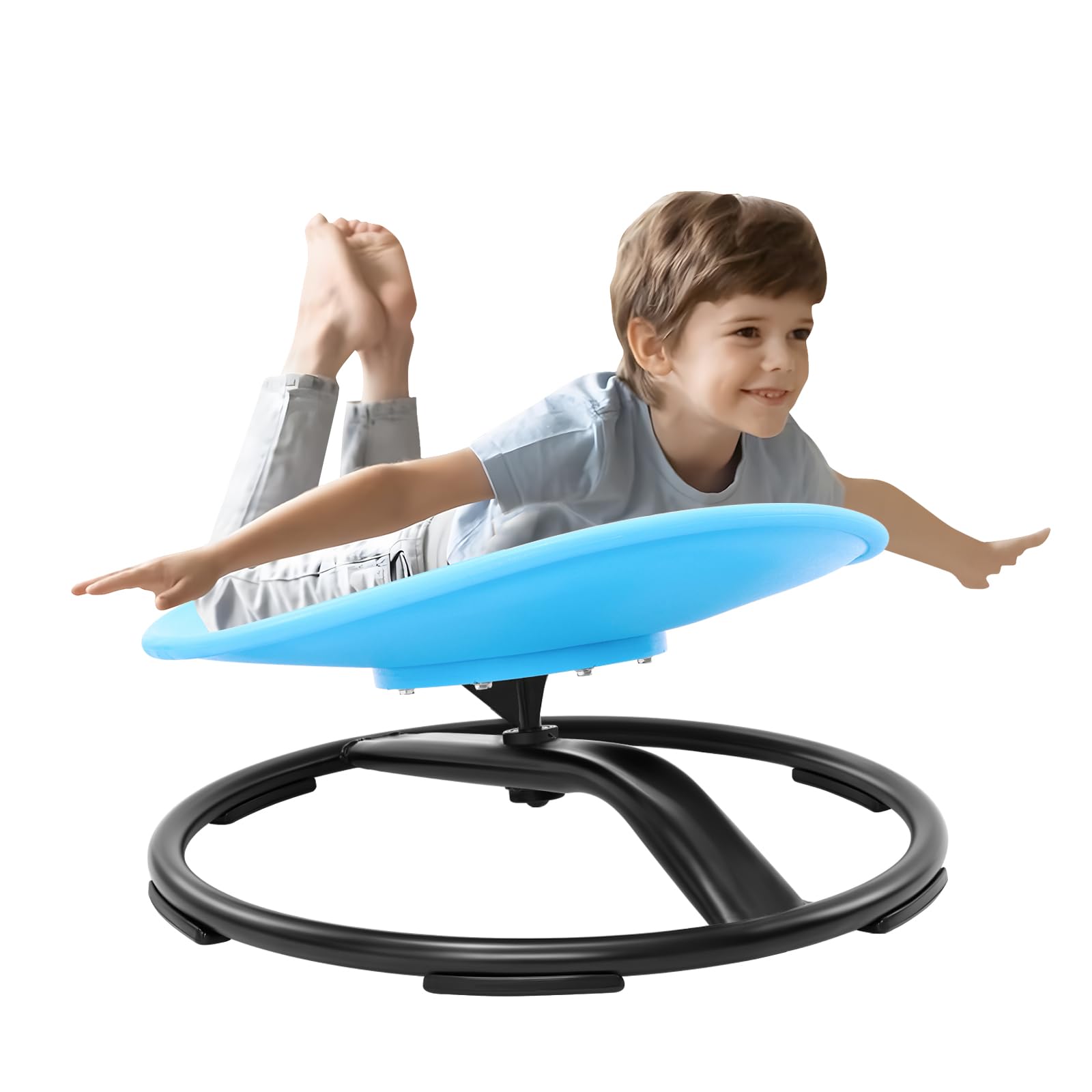 Zhenx Spinning Chair for Autistic Kids (3-18 Years), Sensory Swivel Chair for Teens with ADHD/Autism – 21×19 Inch 220LBS Weight Capacity Seat – Sit and Spin Calming Toy for Body Balance (Blue)