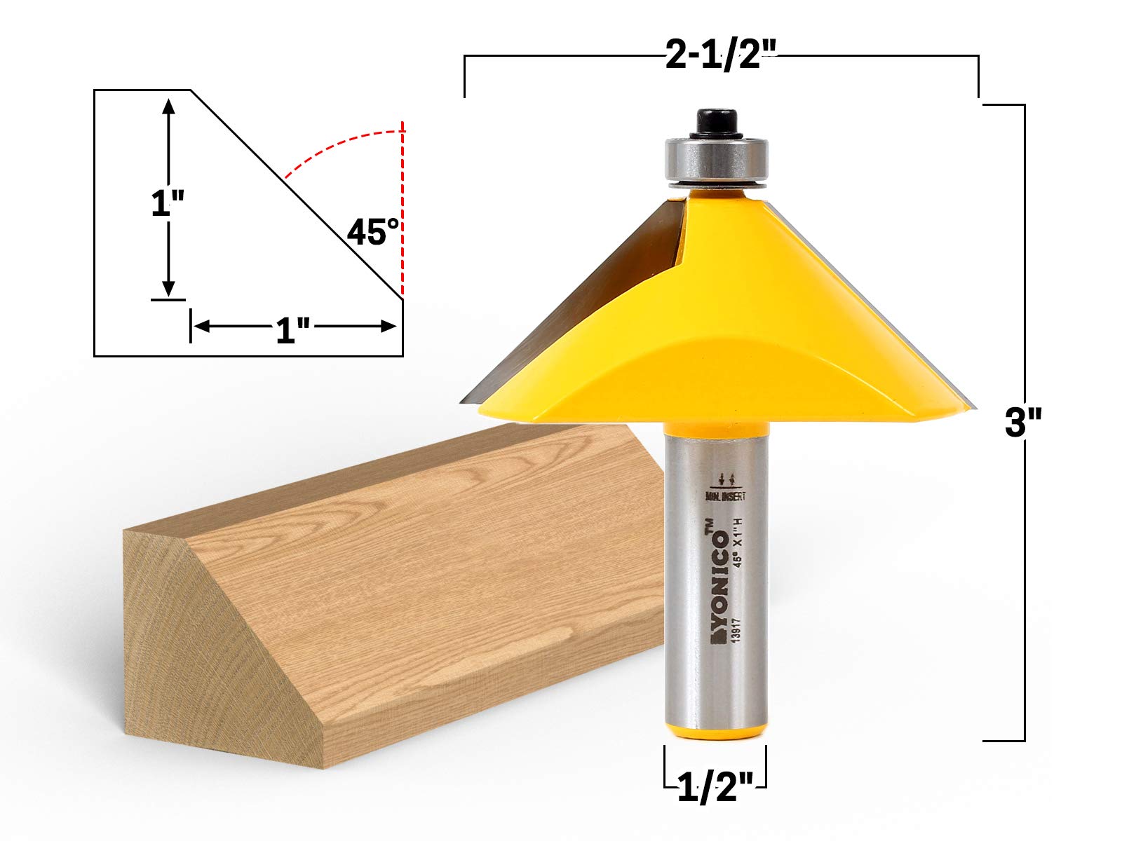 Micro Chamfer Router Bit Snapklik.com : YONICO Chamfer Router Bits Edge Forming 45 Degree 1/2 ...