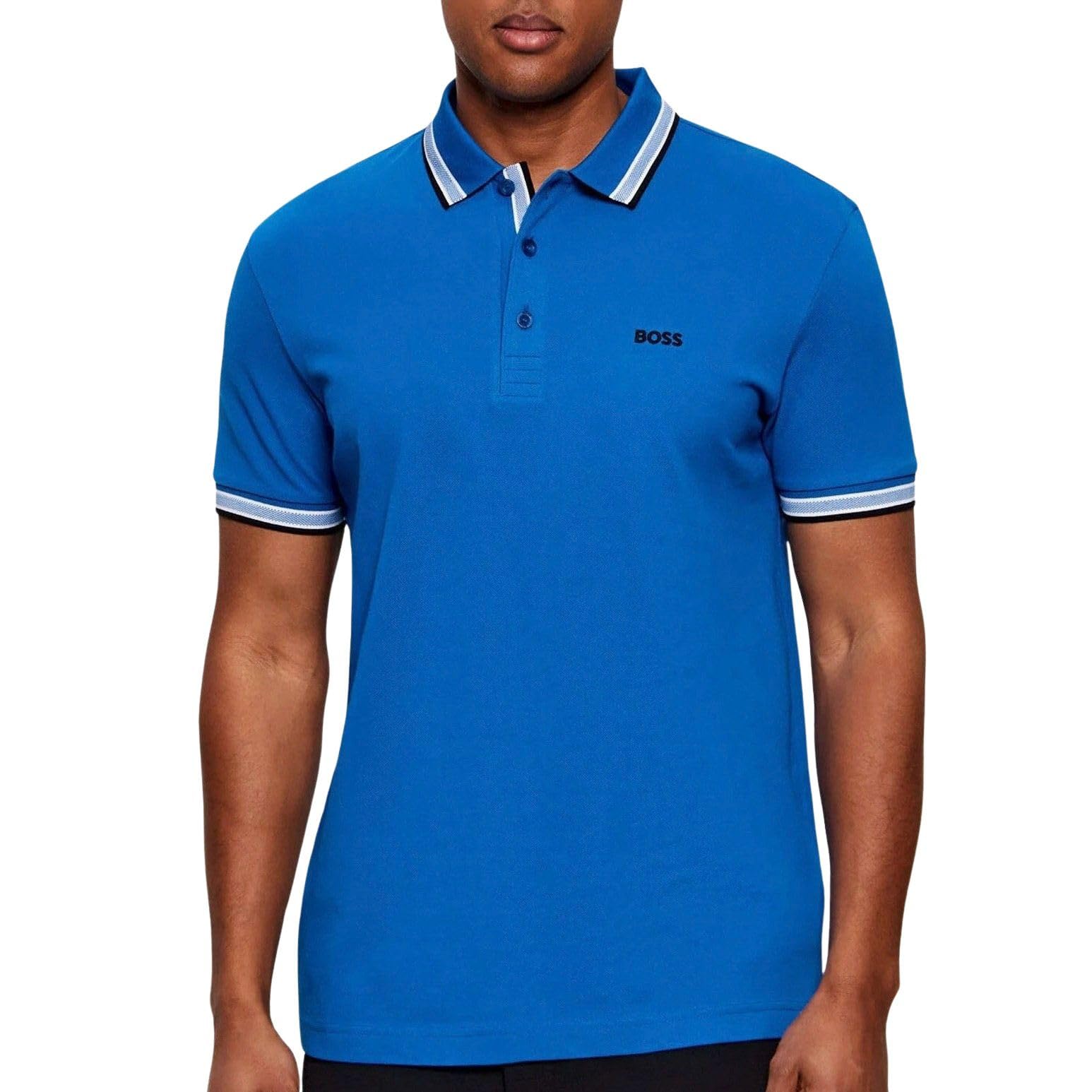 Hugo Men's Blue Polo Shirts, Xl, Cotton Piqué Polo Shirt With Logo