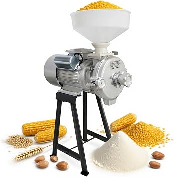 3000W 220V Electric Grain Mill Dry Mill Grinder with Funnel 1400RPM Commercial Grain Grinder Machine, Pure Copper Coil Powder Grinder for Corn, Feed, Soybeans, Wheat, Chili Peppers,3kw,220V