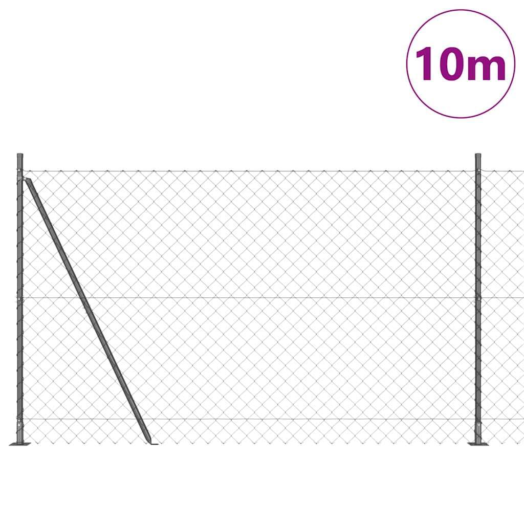 Lot de 10 poteaux de clôture gris de 1,5 m de hauteur en acier avec revêtement en PVC, mailles de 60 x 60 mm, résistants à la corrosion et aux intempéries, pour jardin et terrasse