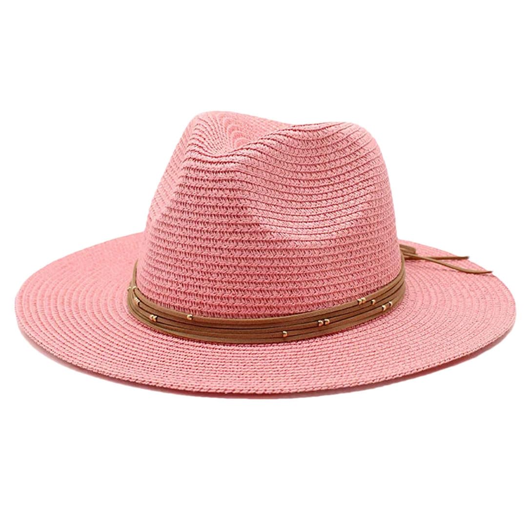 EYRMQWJPC Wide Brim Sun Hat, Women Straw Sun Beach Party Panama Hat 7 cm Brim Multicolor Multiple Sizes(Pnnrk,L)