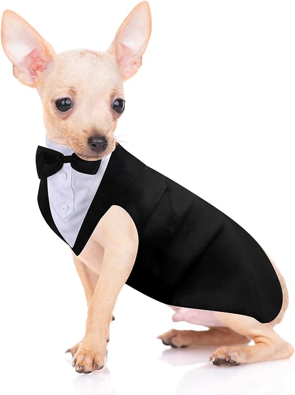 Conjunto de Smoking e Bandana para Cães com Gravata-Borboleta Weewooday, Tamanho S