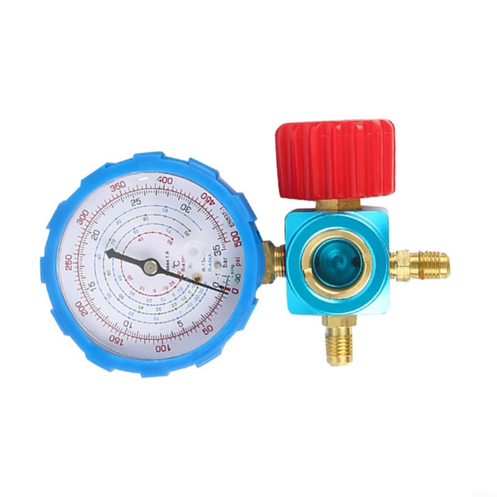 Manomètre basse pression AC avec verre de visée pour R22 R134a R410A R404A, port 6,35 mm, plage de -30 à 500 PSI pour chargement CVC