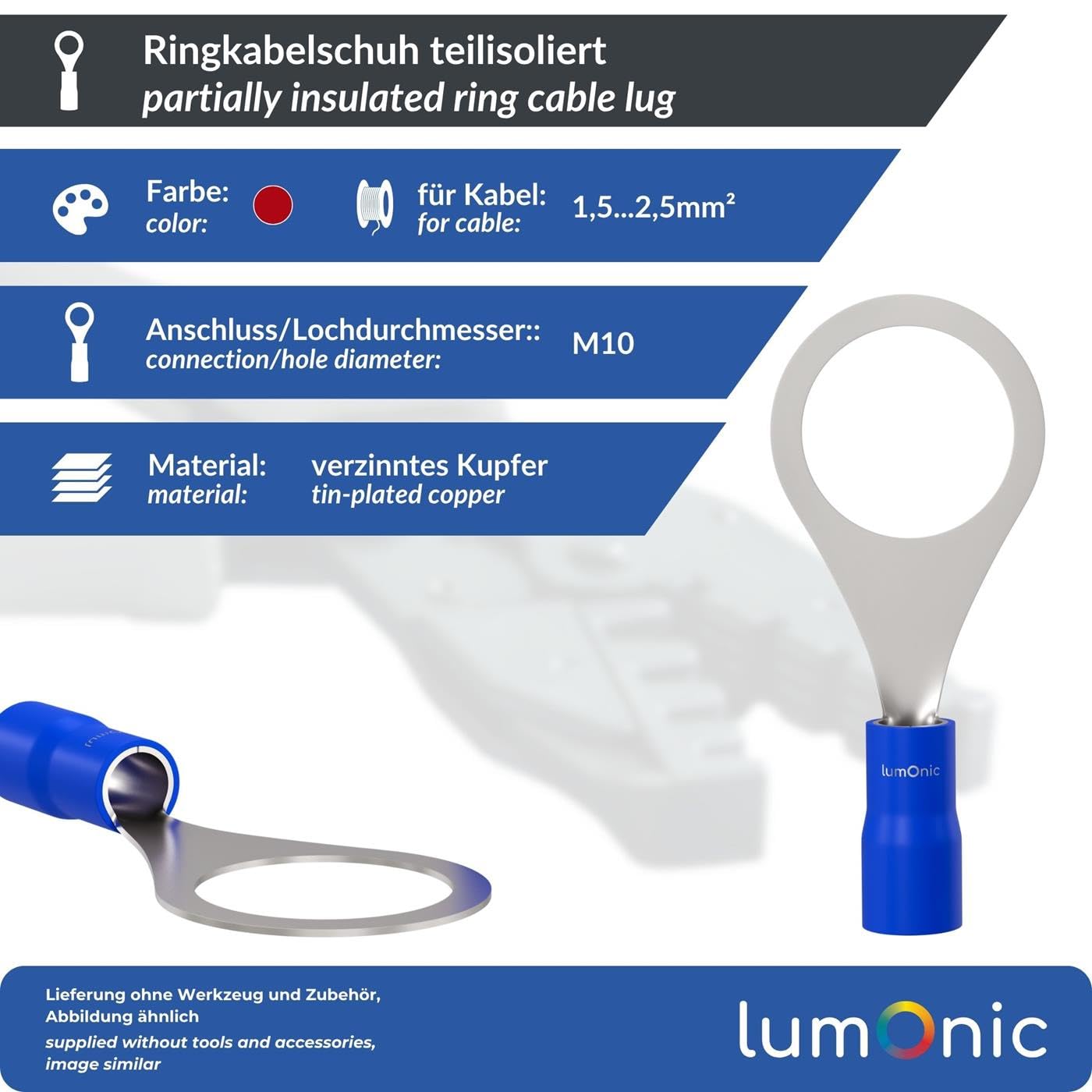 Lumonic 25x Gedeeltelijk Geïsoleerde Ring Kabelschoen M4 4-6mm² - Geel - Kabelschoen Set