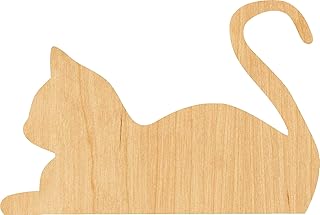 Laser Cut Cat Laying Down Wood Blank, DIY Craft Shape, Unfinished Wooden Cutout, Crafting Supplies (1/4 inch Thick, 5")