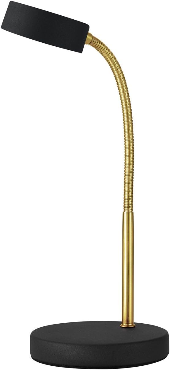 Globe Electric Desk Lamp, Gold Gooseneck, Matte Black Finish, 5W Energy