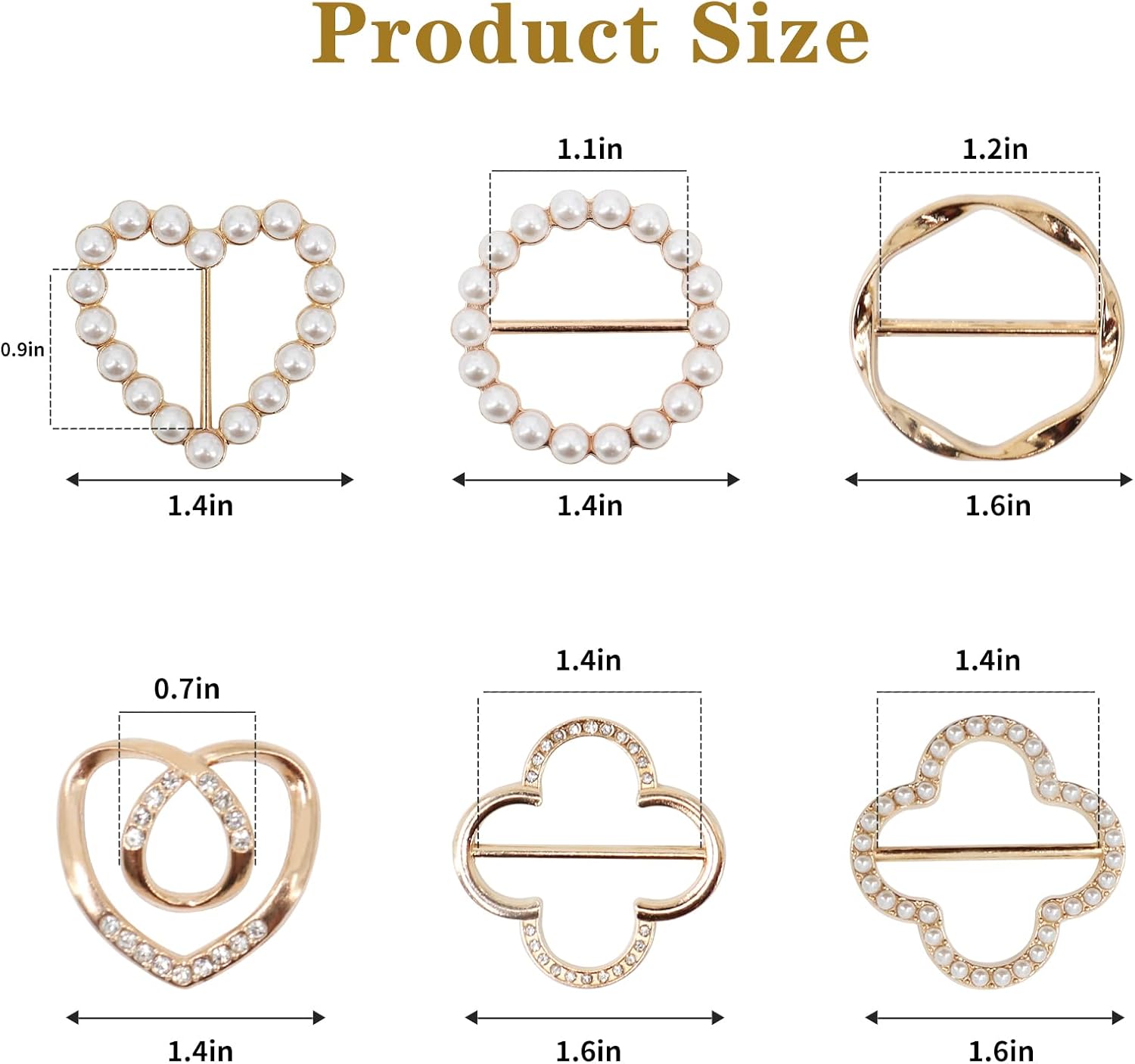 6 PCS Scarf Ring Clips for Women, T-shirt Ties Clips Silk Scarf Buckle Shirt Cinch Clip, Fashion Metal Clothes Corner Knotted Ring Slides - Image 3