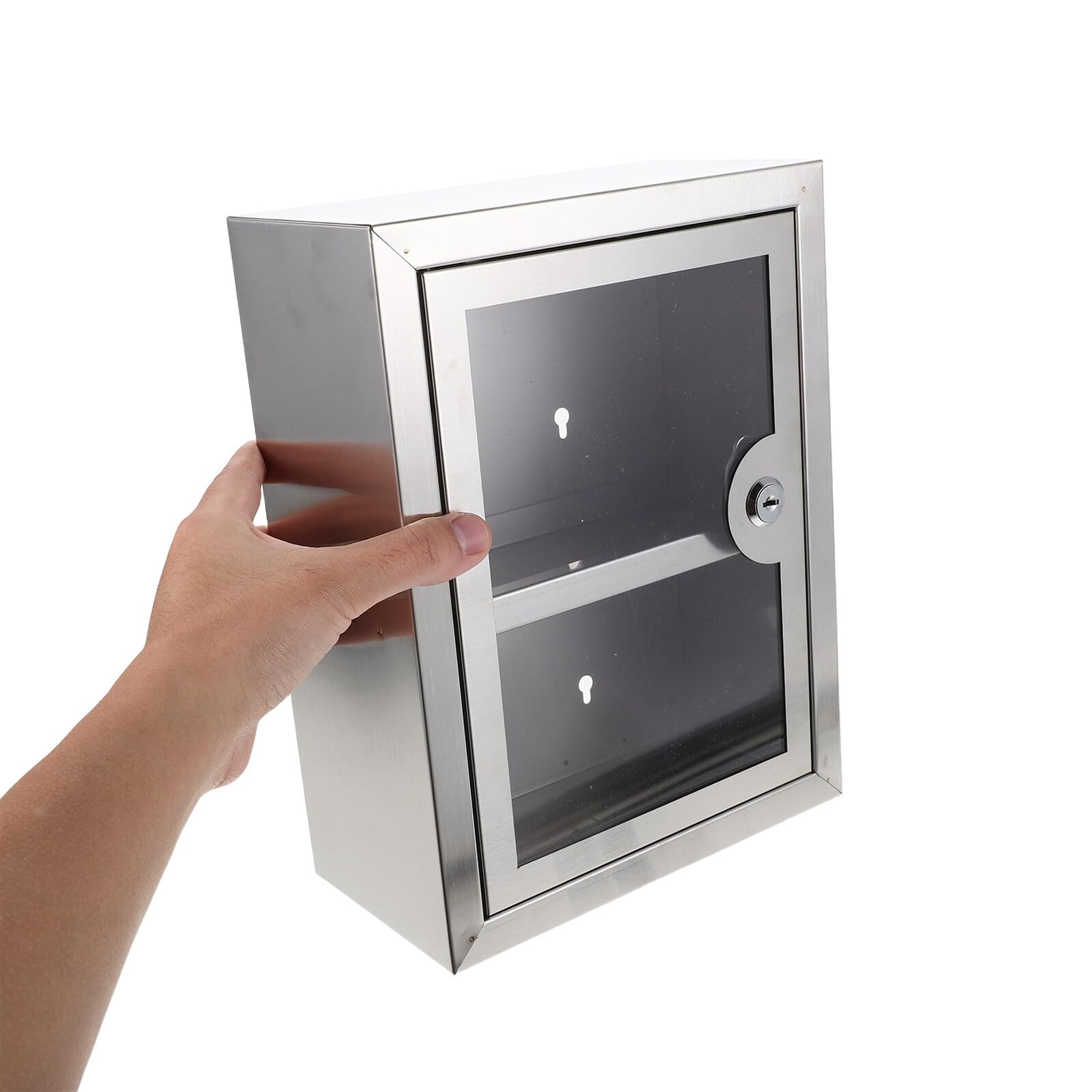 Cassetta di Sicurezza a Parete in Acciaio 280X210X110 MM con Serratura e Doppio Strato Contenitore Robusto per Medicinali e Oggetti di Valore Armadietto Organizer Salvaspazio