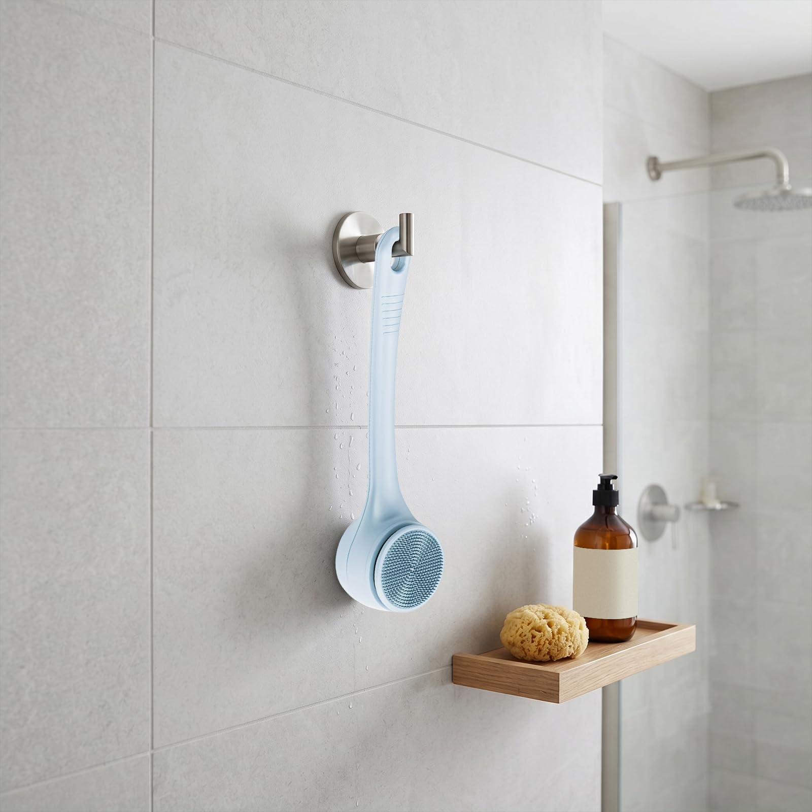 Cepillo de baño eléctrico, cepillo de masaje para espalda, 4 cabezales