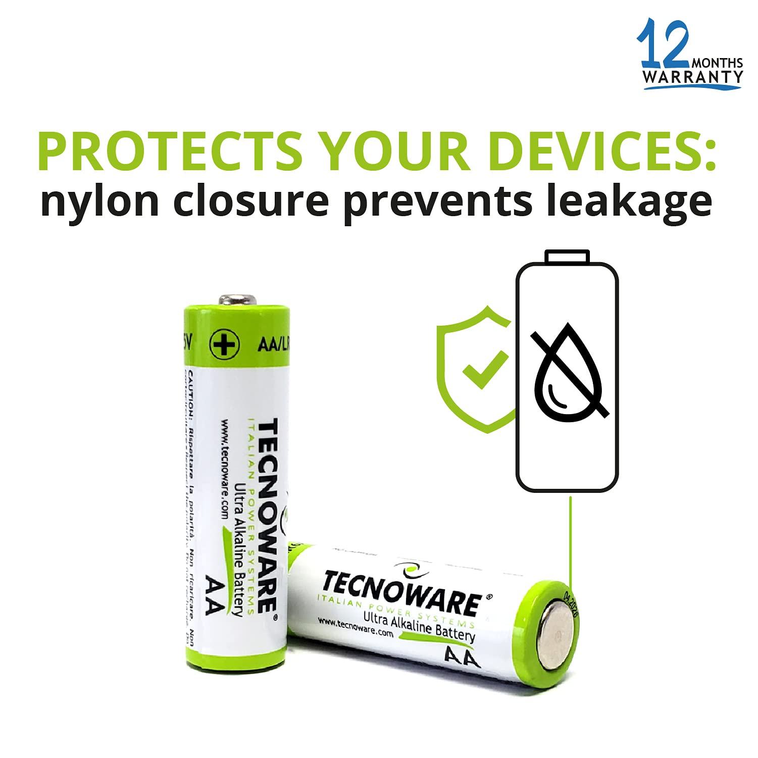 Tecnoware Power Systems Ultraalkaliczne Baterie AA – 1.5 Volt - Opakowanie 40 sztuk, Idealny do zabawek, kontrolerów, pilotów, latarek, zegarków, konsol i innych urządzeń zasilanych bateryjnie