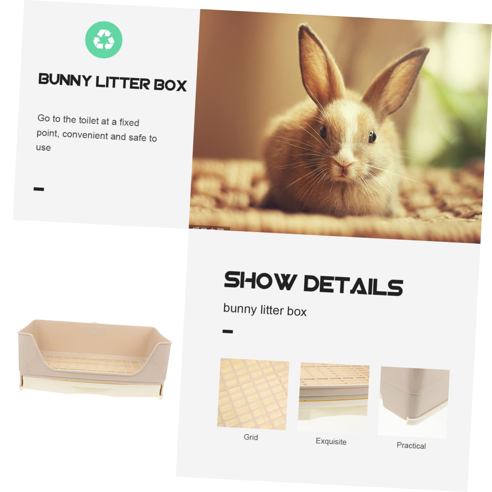 Hamster Guinea Pig Litter VICASKY Rabbit Litter Box - Rectangular Bunny ...