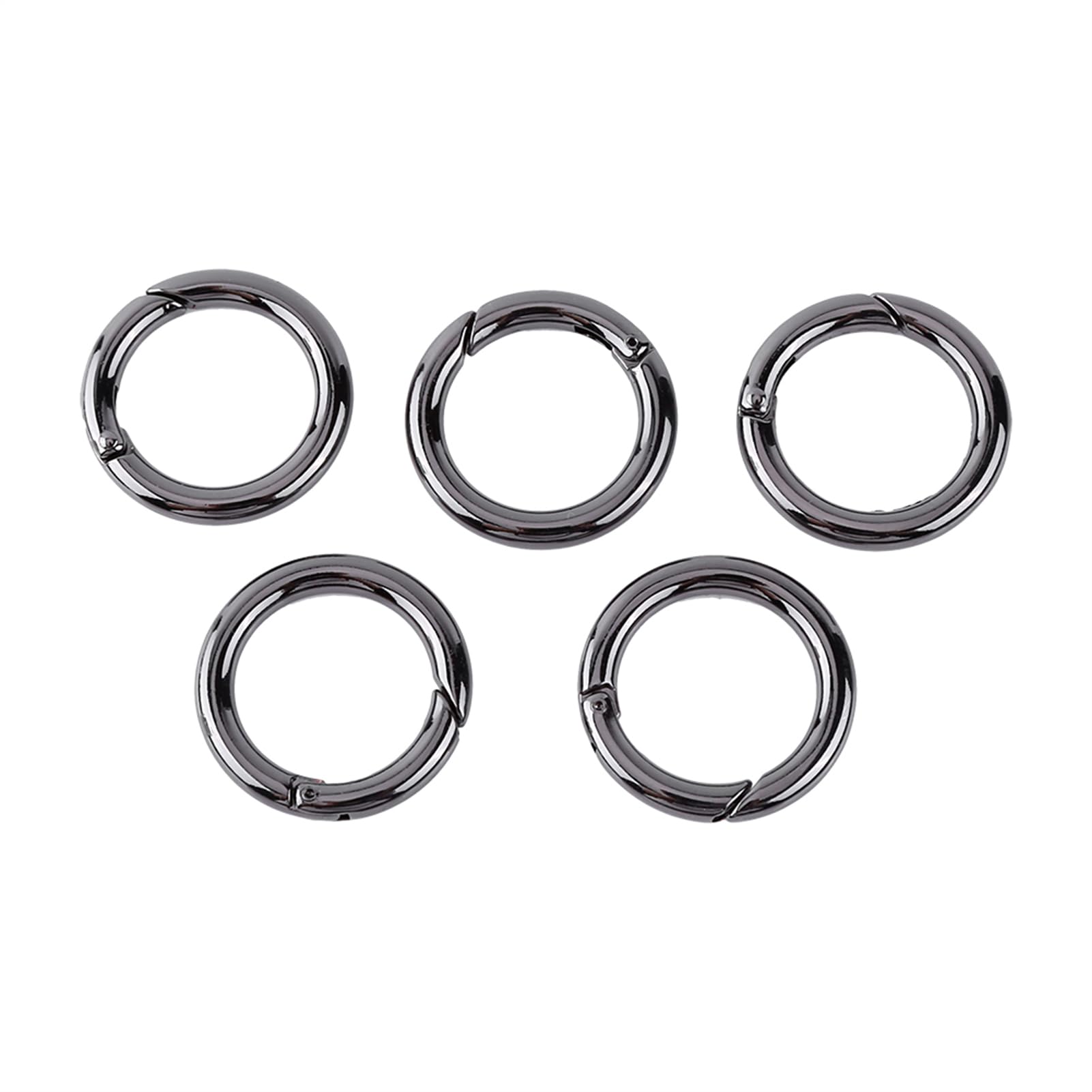 Filfeel Black 15Pcs Carabiner Spring Snap Clips, Zinc Alloy Round Ring Buckle Locking Hook Keychain Keyring Buckle