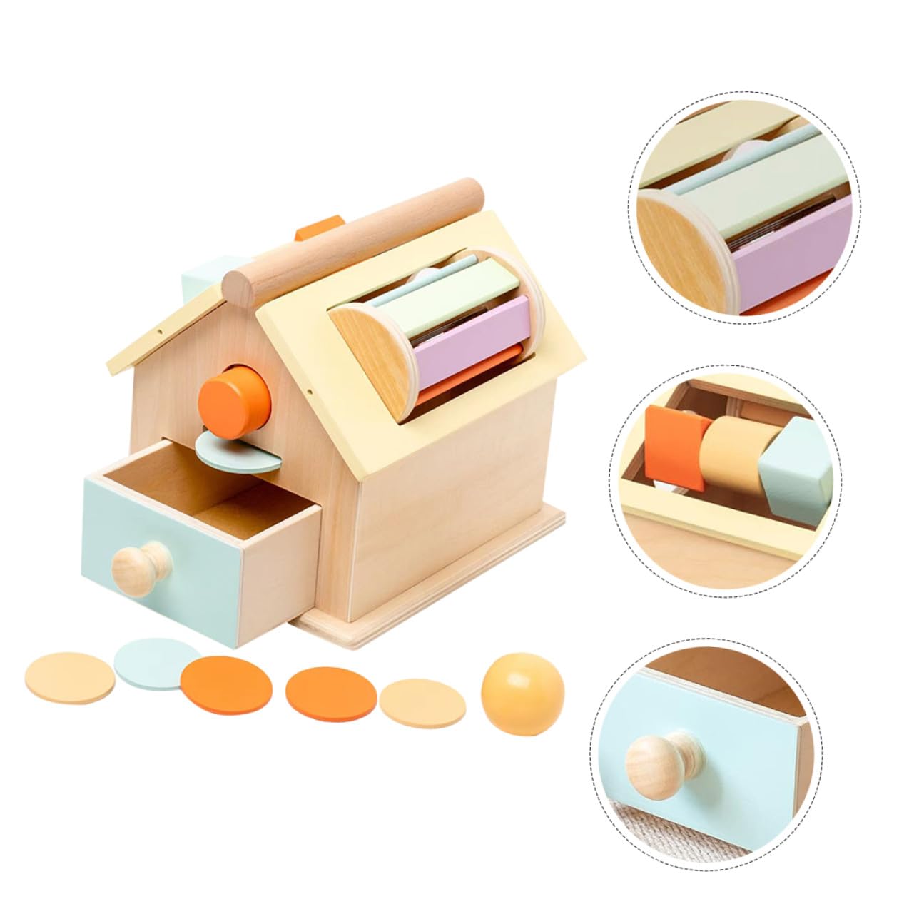 Juguete Montessori de Madera para Bebés 1-3 Años Caja de Monedas, Entrenamiento de Coordinación Mano-Ojo y Concentración en Educación Temprana