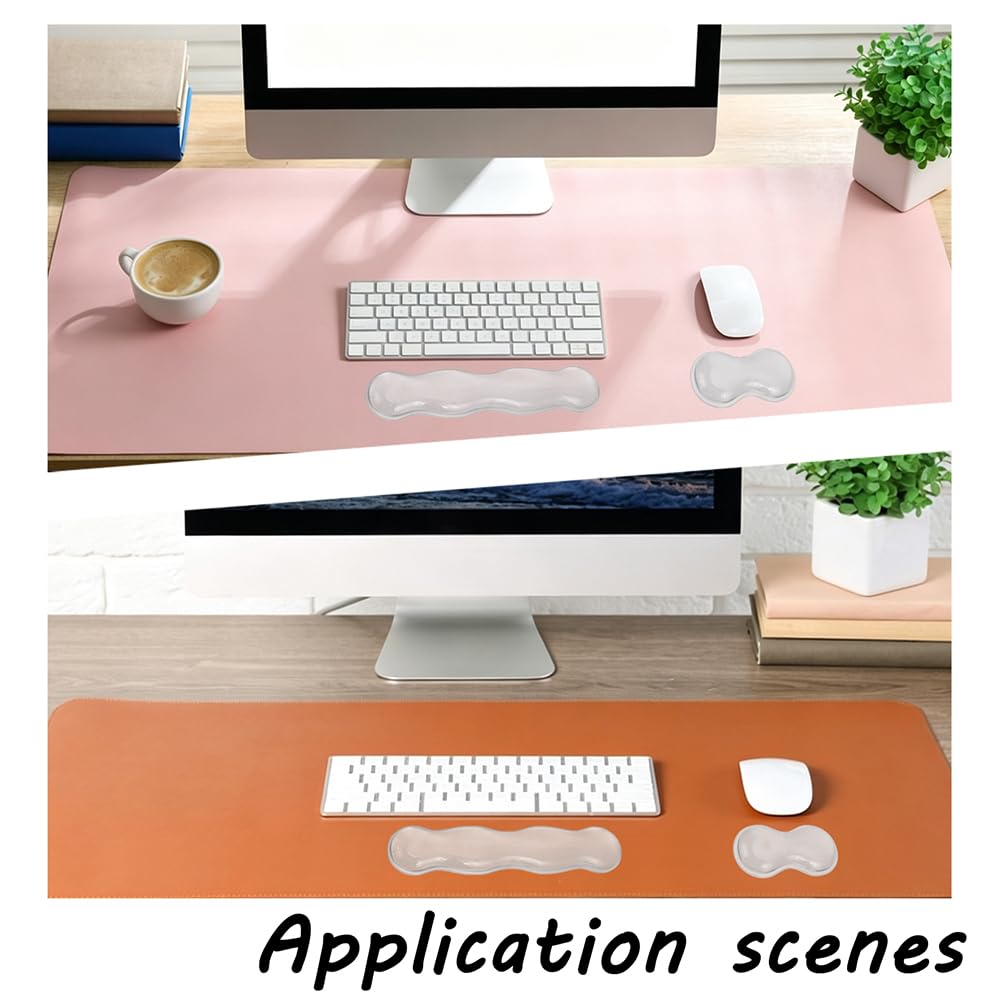 Set di 2 poggiapolsi in gel di silicone per tastiera e mouse, set di cuscinetti da polso morbidi ed ergonomici, per alleviare il dolore, digitazione senza sforzo, computer portatile, ufficio