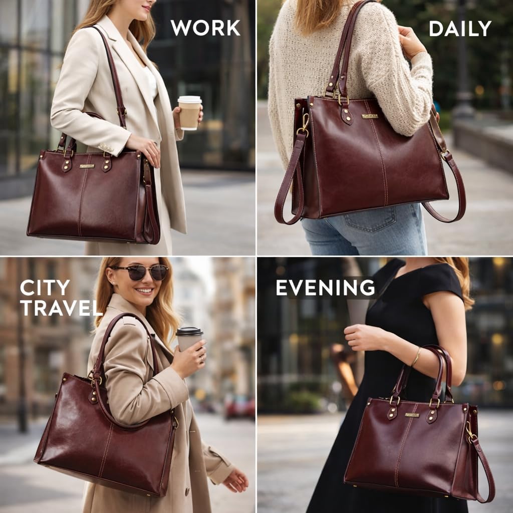 Bolsos de piel auténtica para mujer, bolso de hombro, bolso cruzado, para el trabajo, escuela, negocios, viajes, regalos para mujeres, gran capacidad, con cremallera, correas ajustables y
