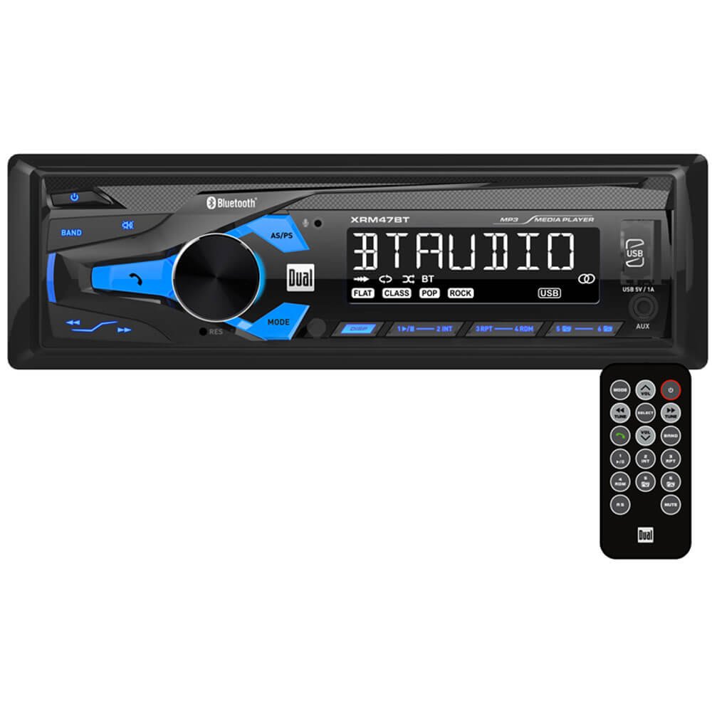 DUAL XRM47BT SingleDIN inDash Mechless AM/FM Receiver with Bluetooth