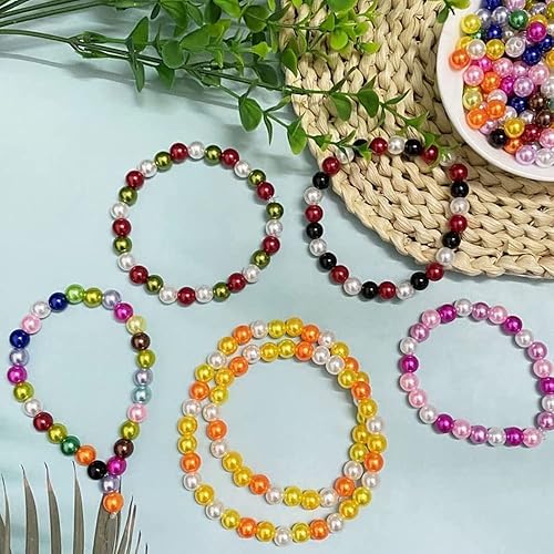 Miniatura 5 de 100 cuentas de perlas de 0.472 pulgadas (0.472 in), perlas redondas sueltas con agujeros para costura, manualidades, decoración, pulseras, collares,