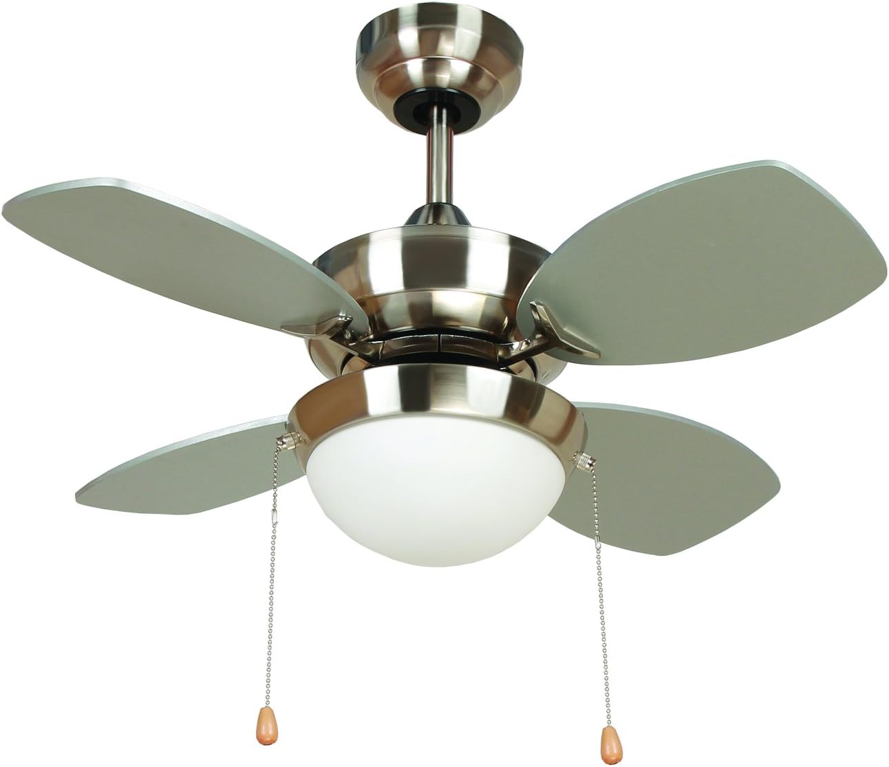 Yosemite Home Decor HURRICANE-BBN 28-Inch Ceiling Fan in Bright Brush Nickel Finish, Burnished Bronze