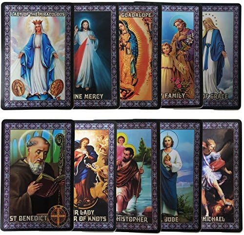 Catholic Set - 10 Holy Prayer Cards, New Plastic: Benedict, Jude,...