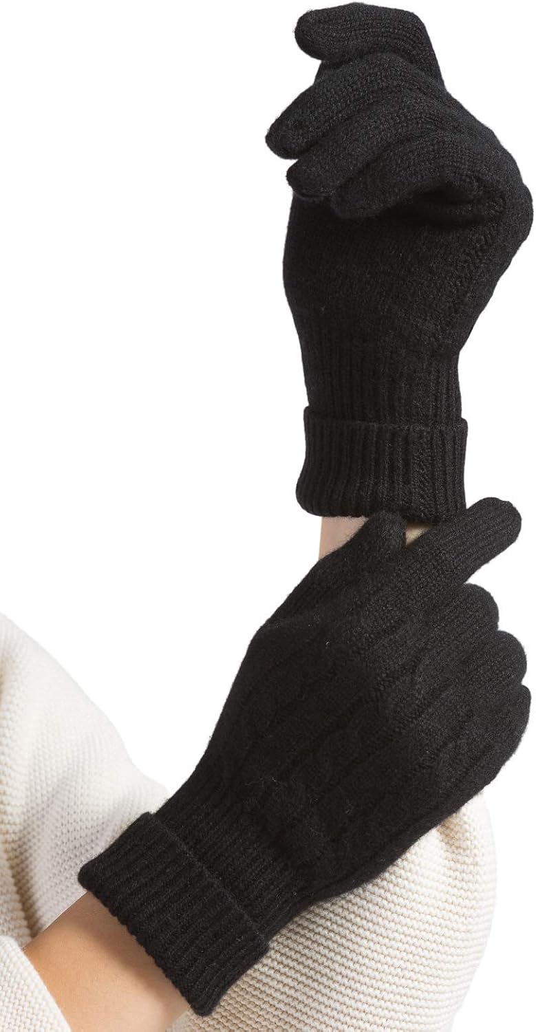 Fishers Finery Women's 100% Pure Cashmere Hat & Glove Set
