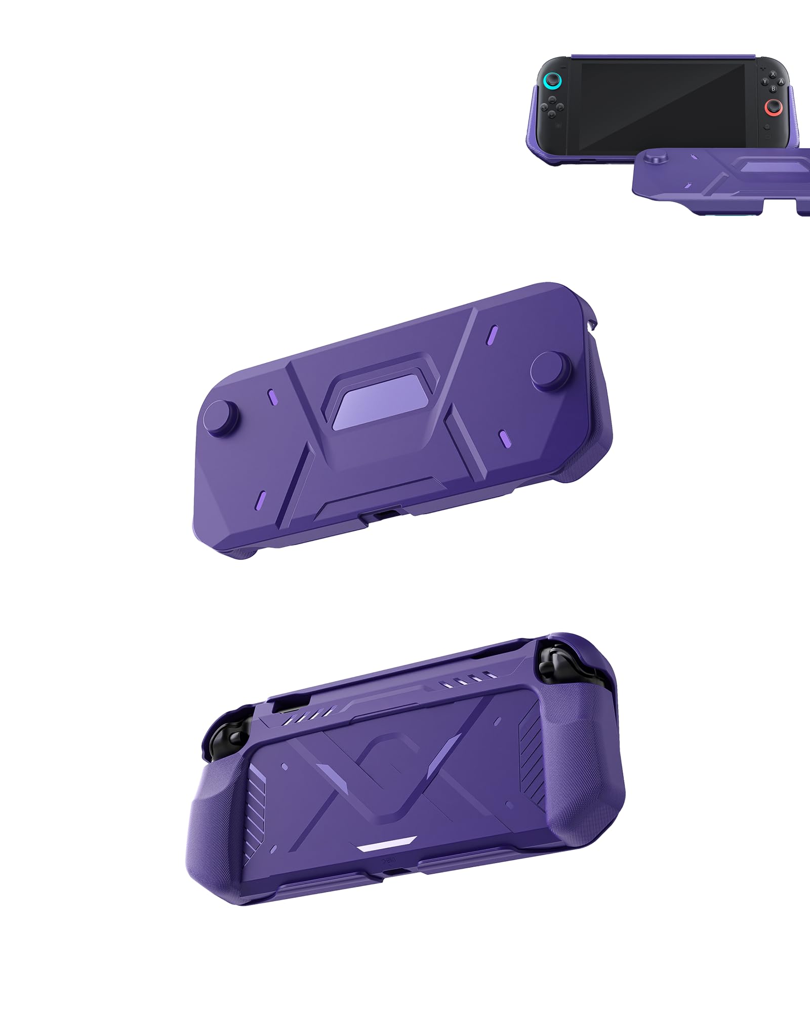 Cover per Nintendo Switch 2, custodia morbida in TPU e guscio rigido in PC per Switch2 con stile Mecha, protezione completa e design integrato, viola