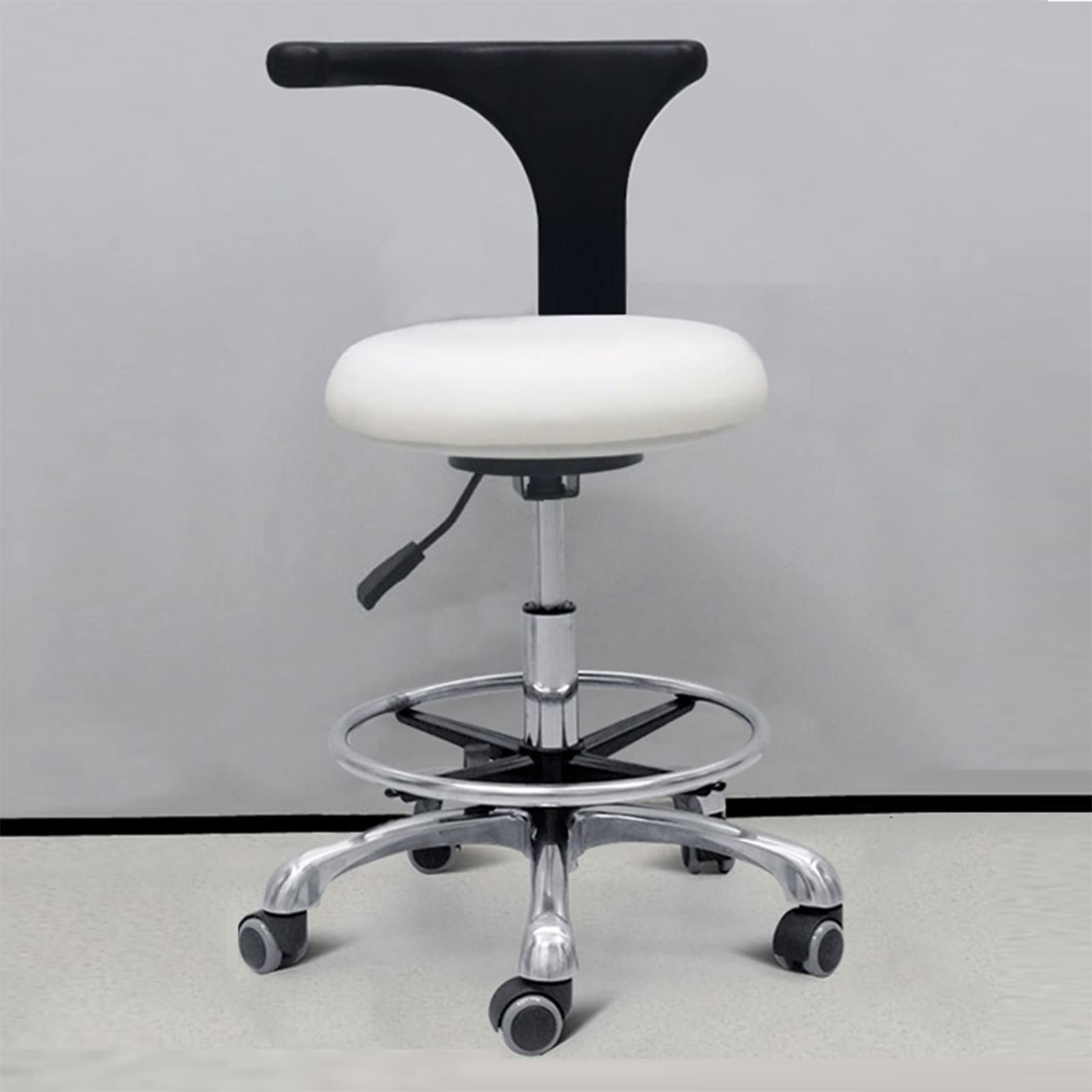 SFKLYU Zahnarztstuhl, medizinischer Hocker, Zahnarzthelfer-Hocker, 360° drehbar, Armlehne, PU-Leder, Sattelhocker, Salonstuhl, höhenverstellbar, C1