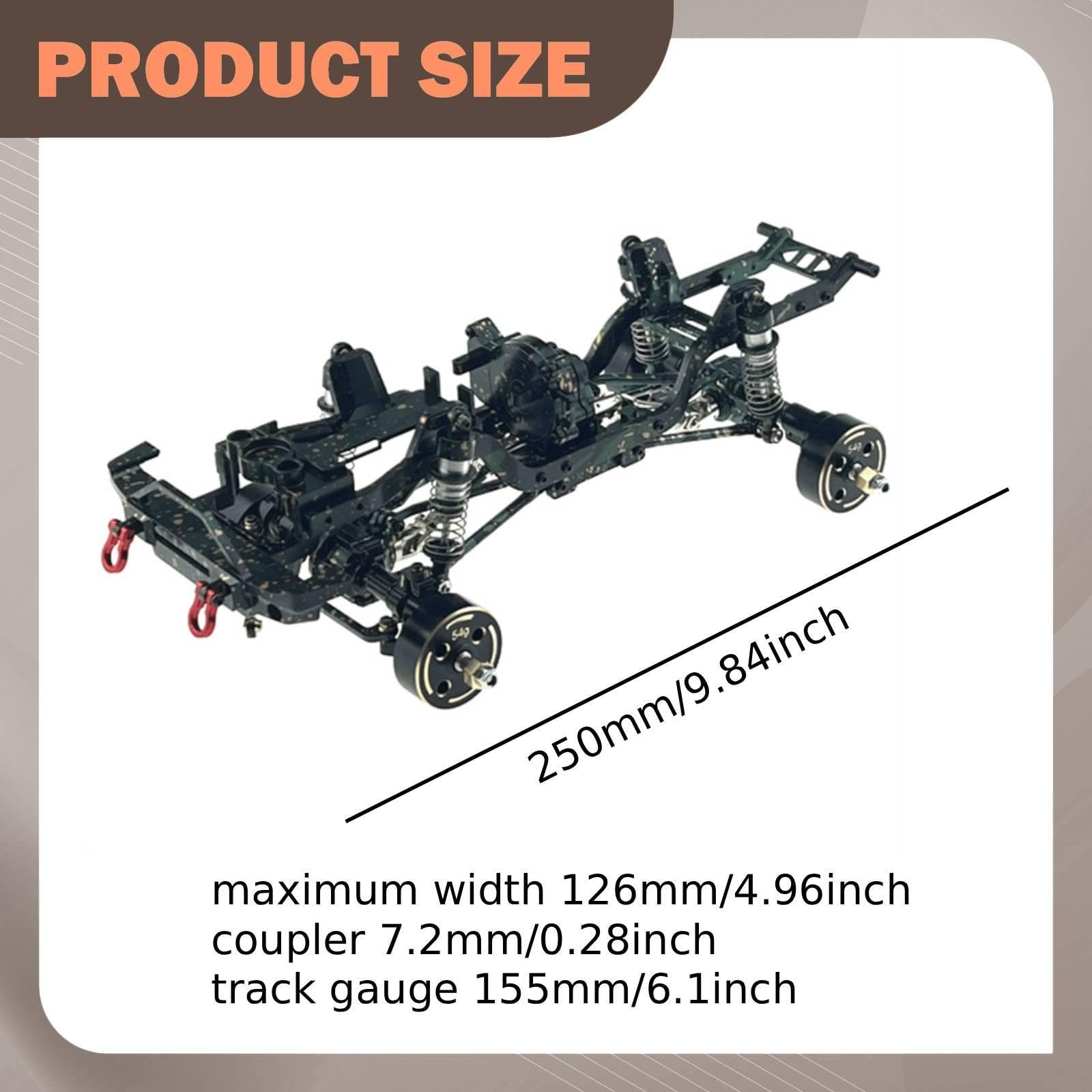 Chasis Metálico para Coche RC 1 18 Bastidor Marco Estructura Rigidez Optimizada y Amortiguación de Impactos con Aluminio 6061 Espacio para, Negro Verde