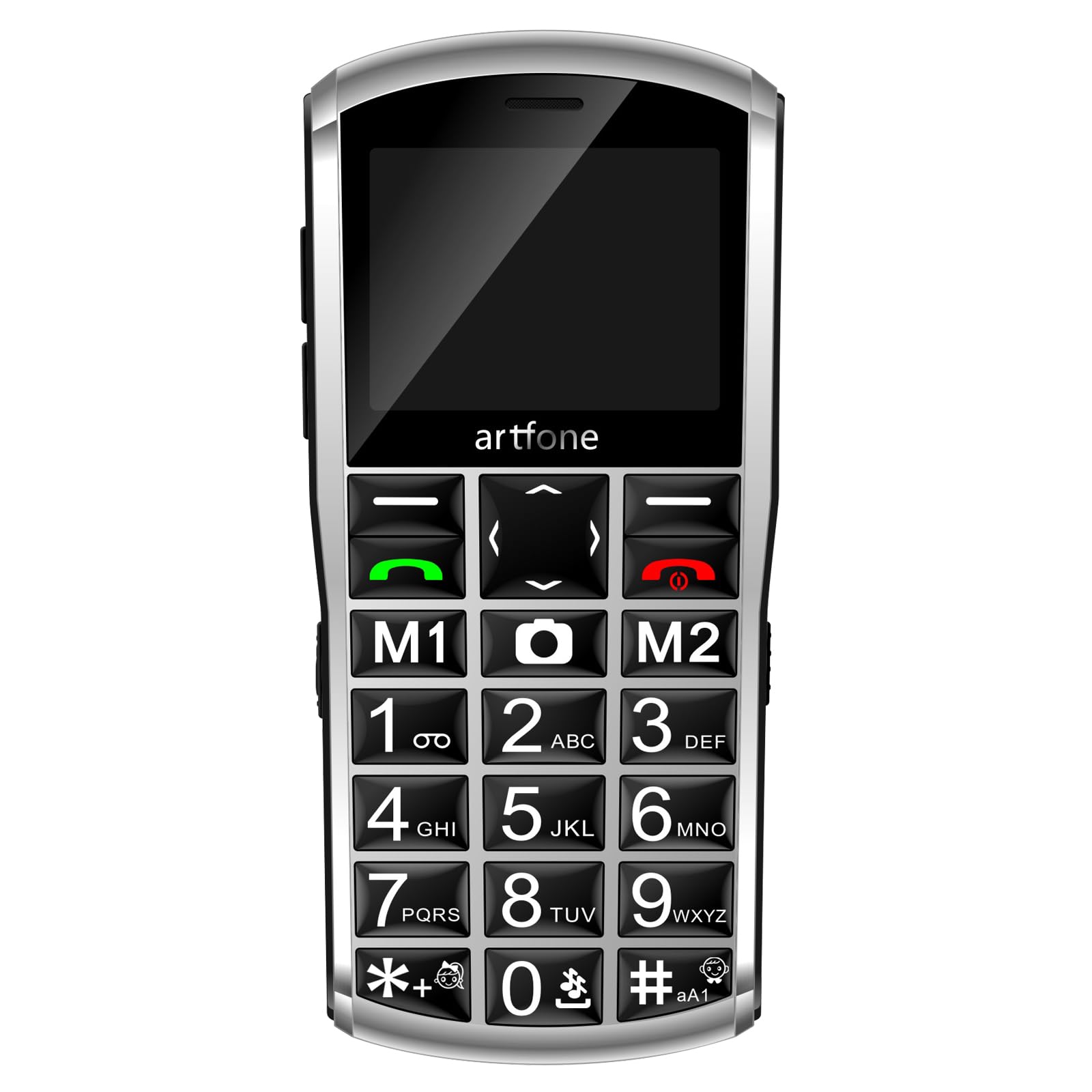 artfone A400 4G Telefono Senior senza Abbonamento丨Telefono con Tasti Grandi per Anziani con Fotocamera 2MP & Tasto SOS丨Display 2,4 Pollici丨Batteria 1800mAh丨Base di Ricarica丨USB-C – Argento