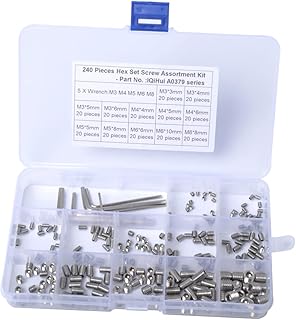 FAVOMOTO Conjunto de 240 peças de parafusos sextavados internos - conjunto de pontos sortidos de parafusos de cabeça sextavada Allen parafusos de aço inoxidável, espaçador de parafusos, conjunto de porcas de arruela