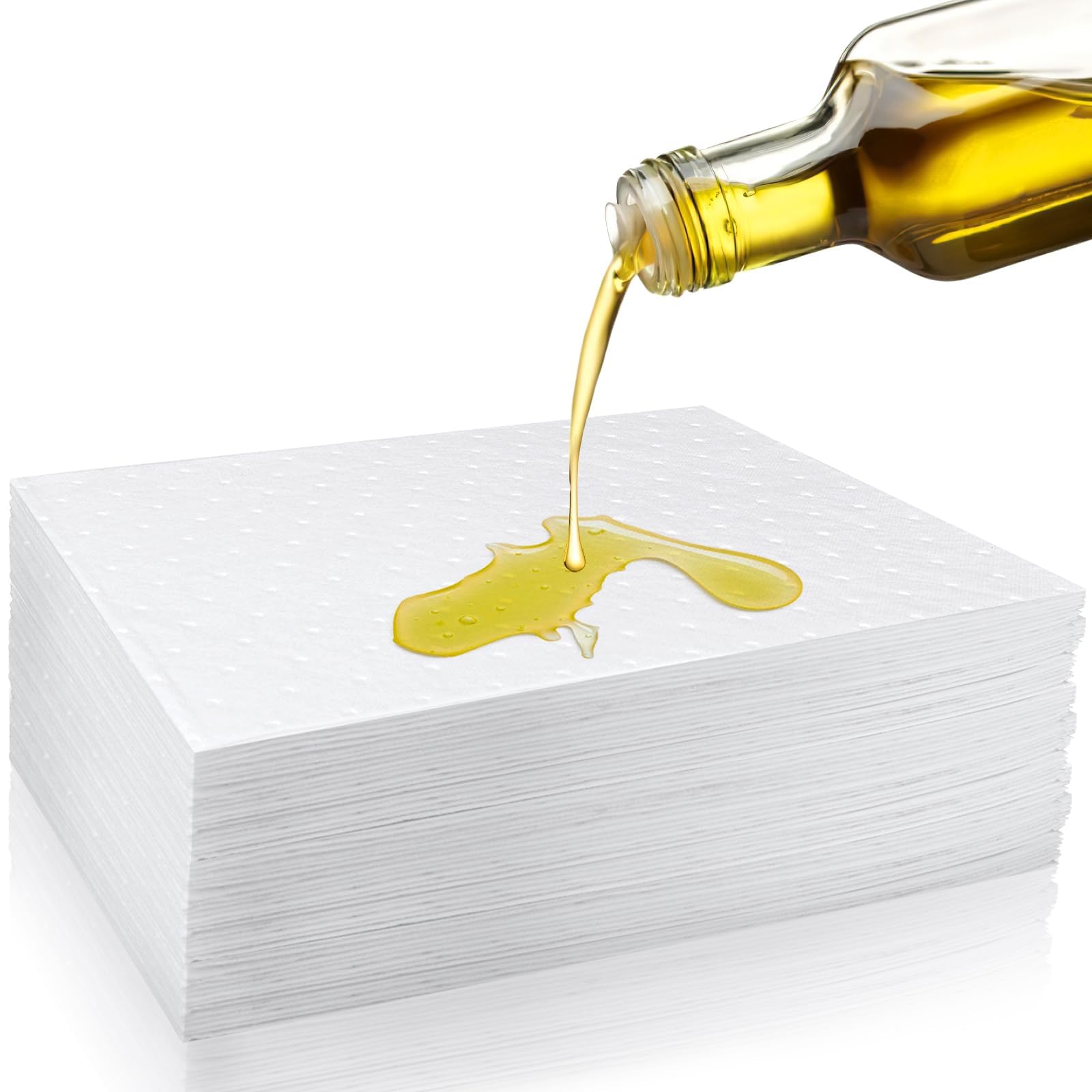 20Pcs Universal Absorbent Mat 25 x 33cm Oil Water Absorbent Pads Spill Pads General Purpose Absorbent Sheets Rapid Absorption for Oil Water-Based Liquids for Home Garage Basement，white