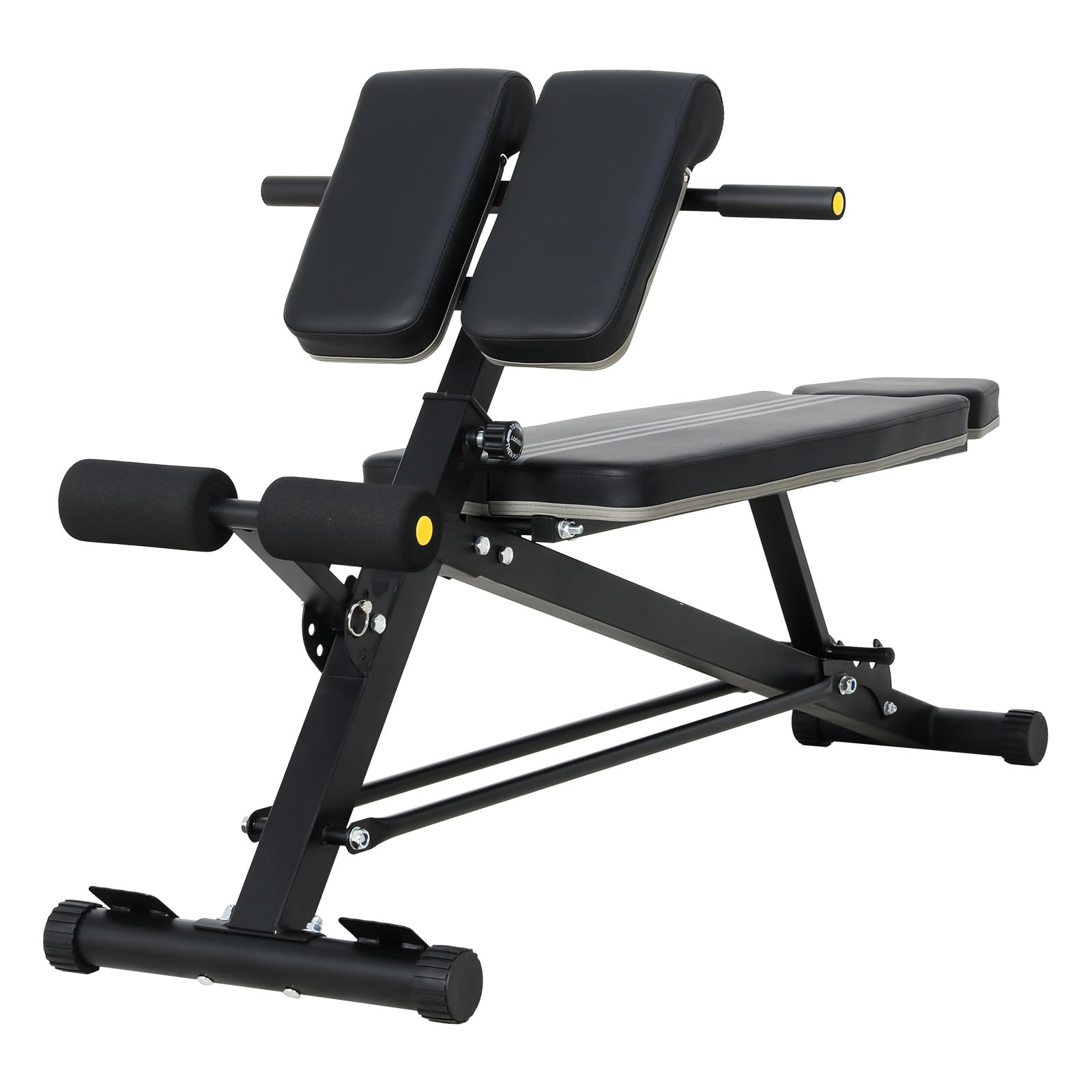 Banco Musculación con Respaldo Reclinable de 3 Posiciones, Silla Romana altura ajustable, Banco De Pesas Piezas ajustable, Banco Abdominales,Banco Plano Max.120kg