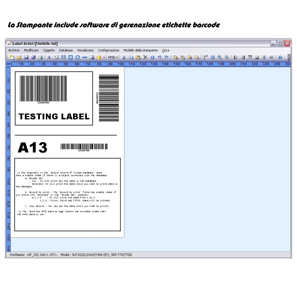 GESTIONALE Magazzino Sistema Completo Barcode Stampante Lettore Codici A Barre E Software