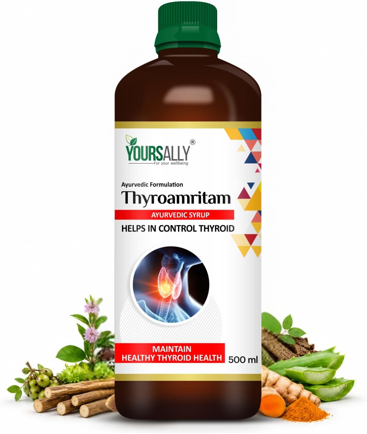 Thyroamritam Ayurvedic Thyroid Support Syrup 500ML | Thyroid Care & Hormonal Balance, Metabolism Energy Wellness Supplement