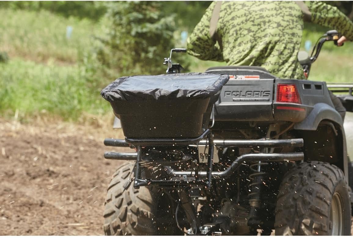 Guide Gear UTV/ATV Receiver Mount Broadcast Spreader Seeder, 80 Pound Capacity, Lawn and Garden Seed Spreaders, 12-Volt, with Rain Cover