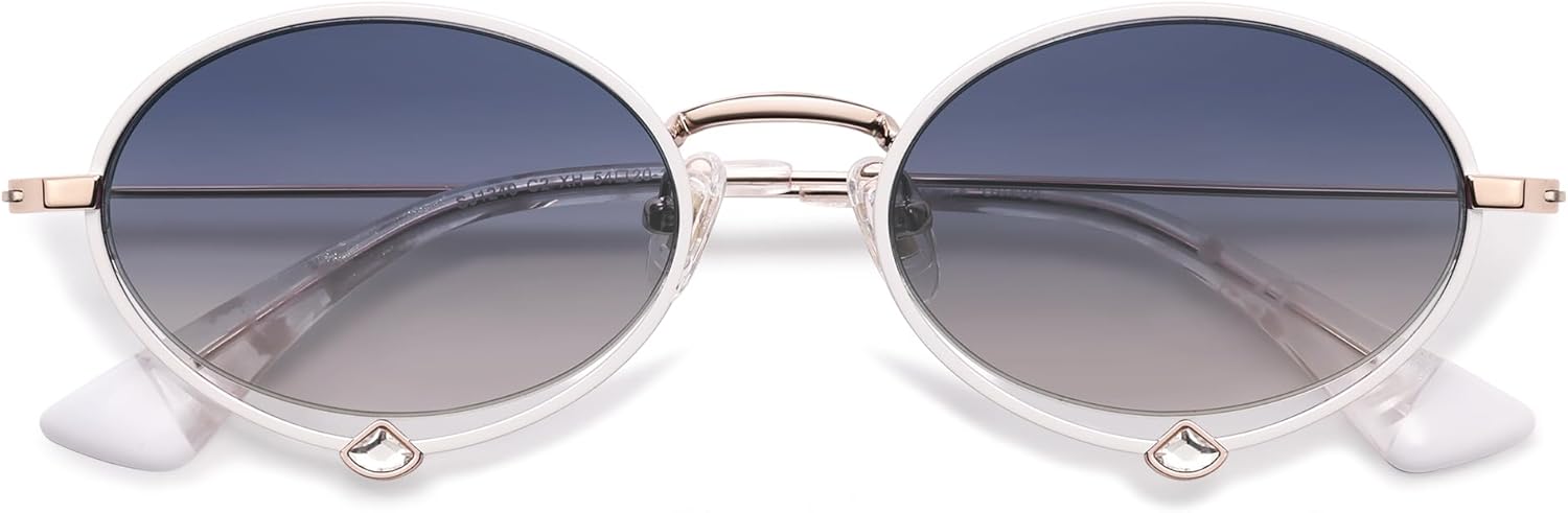 SOJOS Retro Oval Sunglasses Women Trendy Lightweight Narrow Vintage Small Shades UV Protection Sun Glasses, Larmes - Image 7