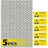 Open Top Antistatic Bag, Large Premium Anti Static Bags with Sticker for Motherboard Video Card LCD Screen, 12 x 16 inches, 5 Pack