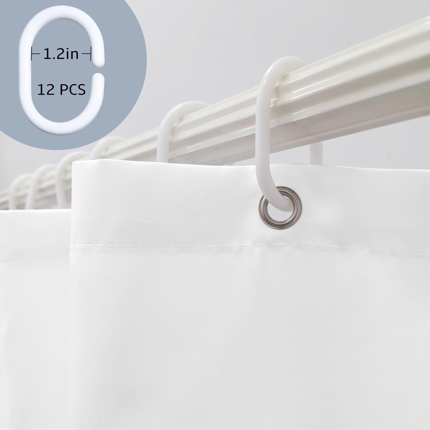 Shower Curtain Waterproof Polyester Fabric Shower Curtain Set with Hooks, Abstract Floral Dahlia Cyan White and Grey Privacy Shower Curtains for Bathroom Showers, Stalls and Bathtubs, 72x72 Inches