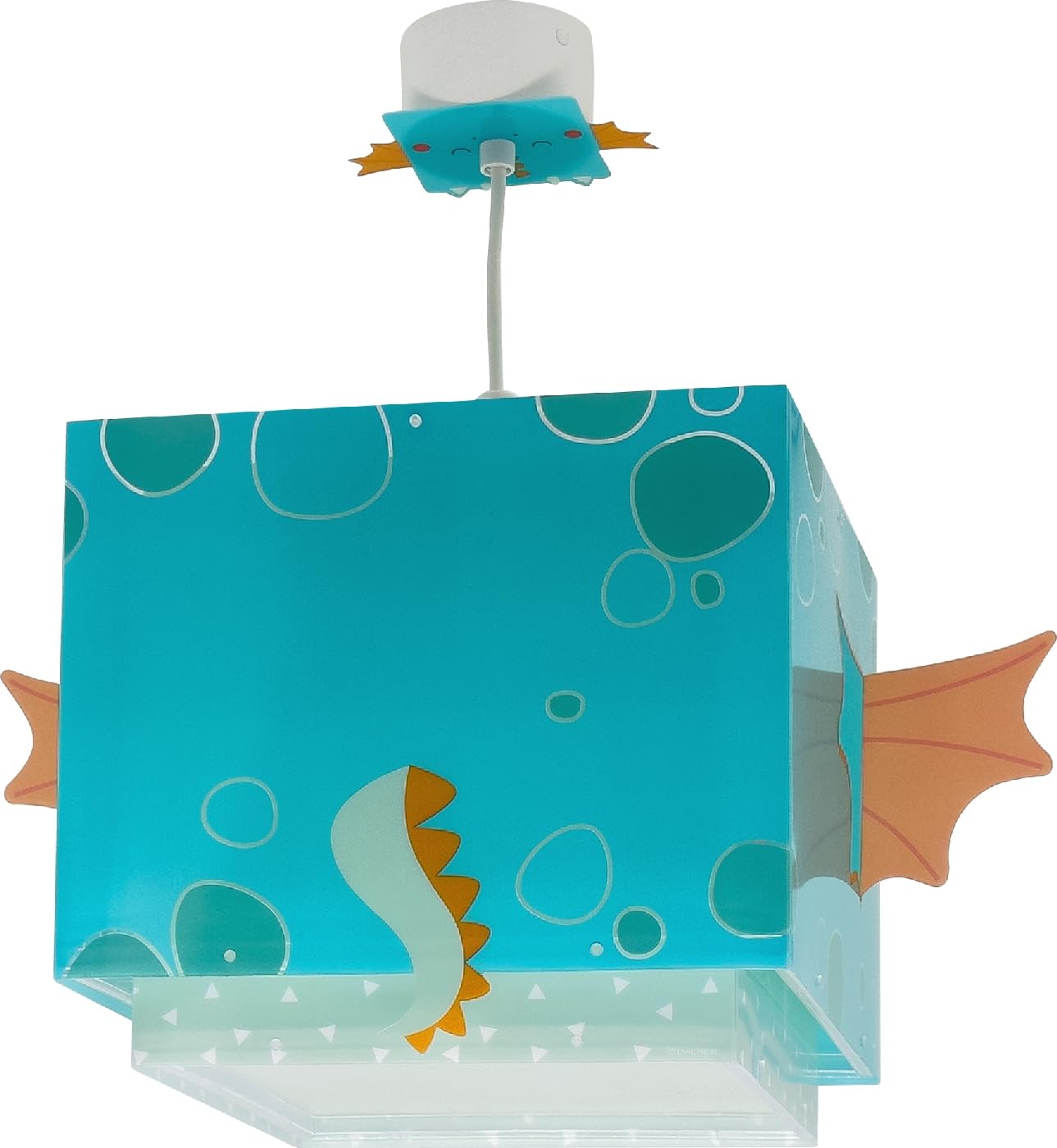 Lampada a sospensione per bambini Dalber Little Dragon, con drago e altri animali, modello 64382M, attacco E27, ideale per la cameretta dei bambini.
