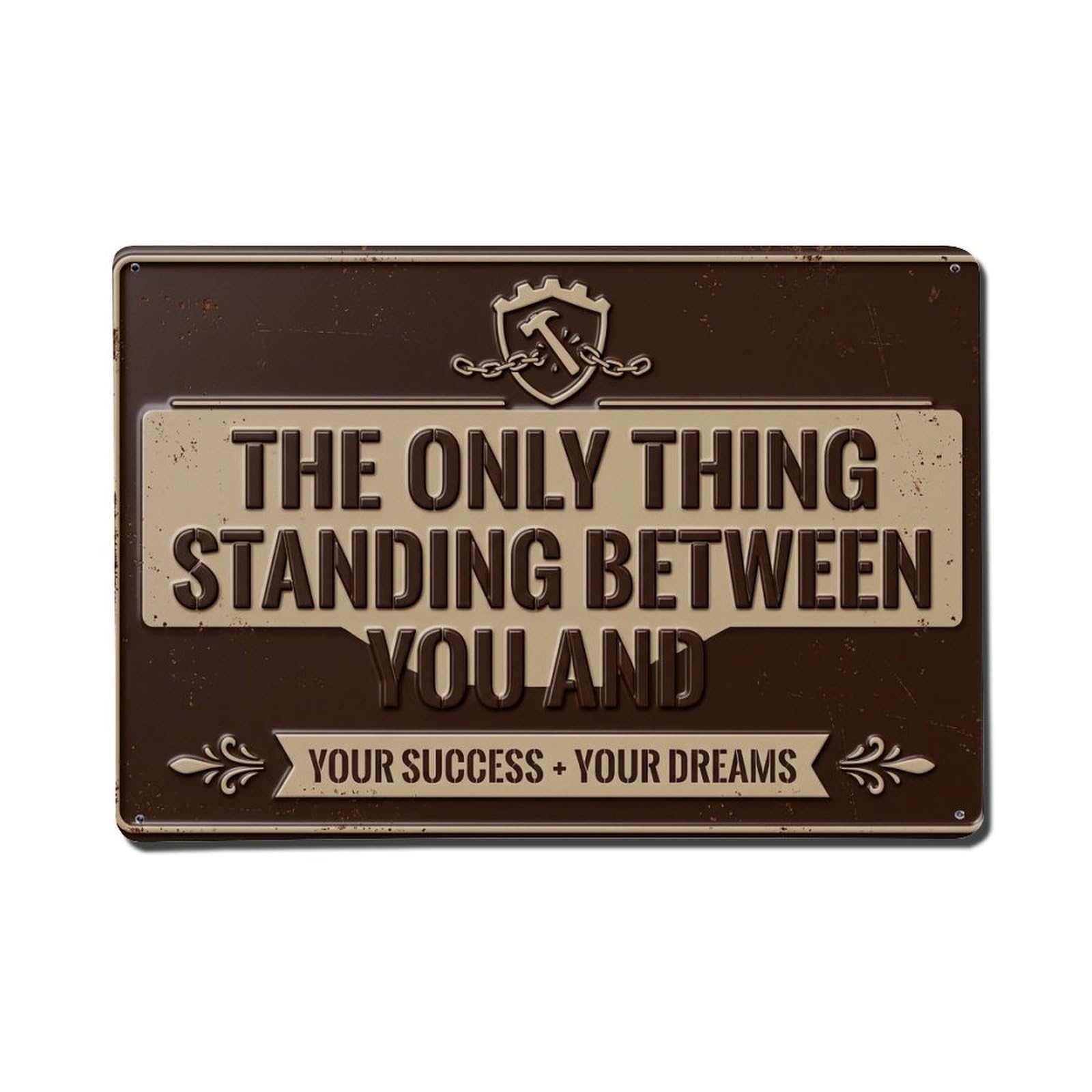 Overcome Obstacles Now Space Retro Motivational Slogans Metal Tin Sign Plaque Wall Decor for Cafe, Club Bar, Office, Home Garden Metal Poster 8x12Inch