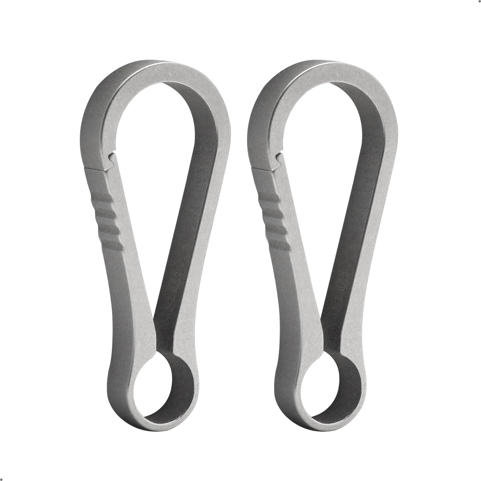 PJYTAC 2PCS Backpack Small Carabiner Clip,Titanium Carabiner Keychain, Minimalist Keychain Mini Key Clip EDC Quick Release Hooks