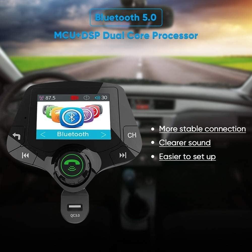 Get Special Price 5.0 Bluetooth Hands-Free Calling Crystal Sound 2.0 inch Multicolor Screen Wireless Radio Adapter,3 USB Ports Charger QC3.0/3.4A AUX TF Card U-Disk Music Player
