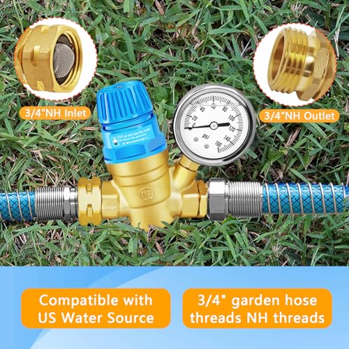 Boltigen Handle Adjustable RV Water Pressure Regulator