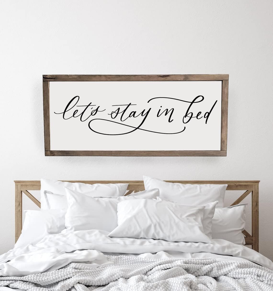 Amazon.com: NATVVA Bed Sign Canvas Print Let's Stay in Bed Sign Poster ...