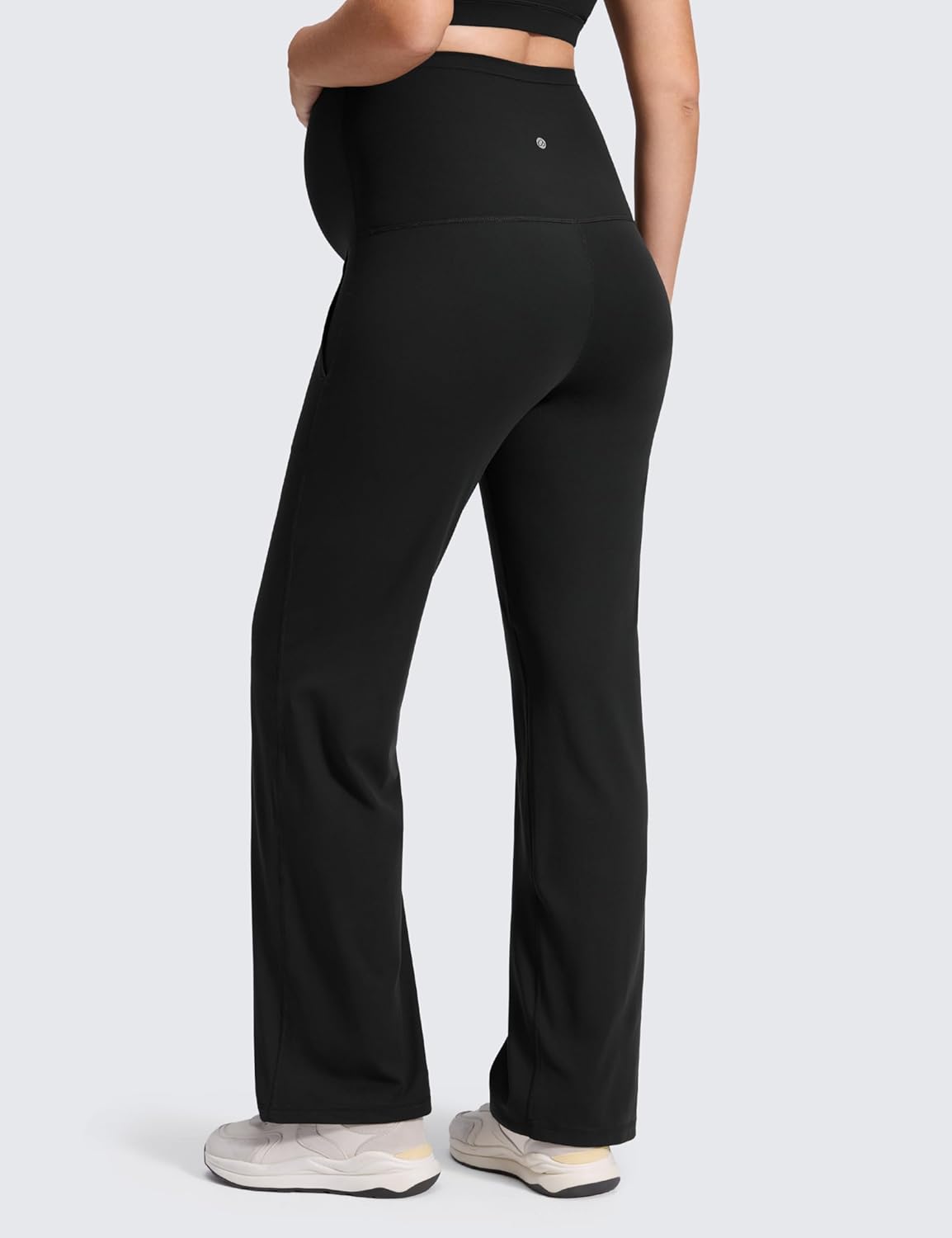 CRZ YOGA Butterluxe Maternity Wide Leg Pants Pockets 31.5" - Over The Belly Workout Yoga Lounge Womens Pregnancy - Image 2