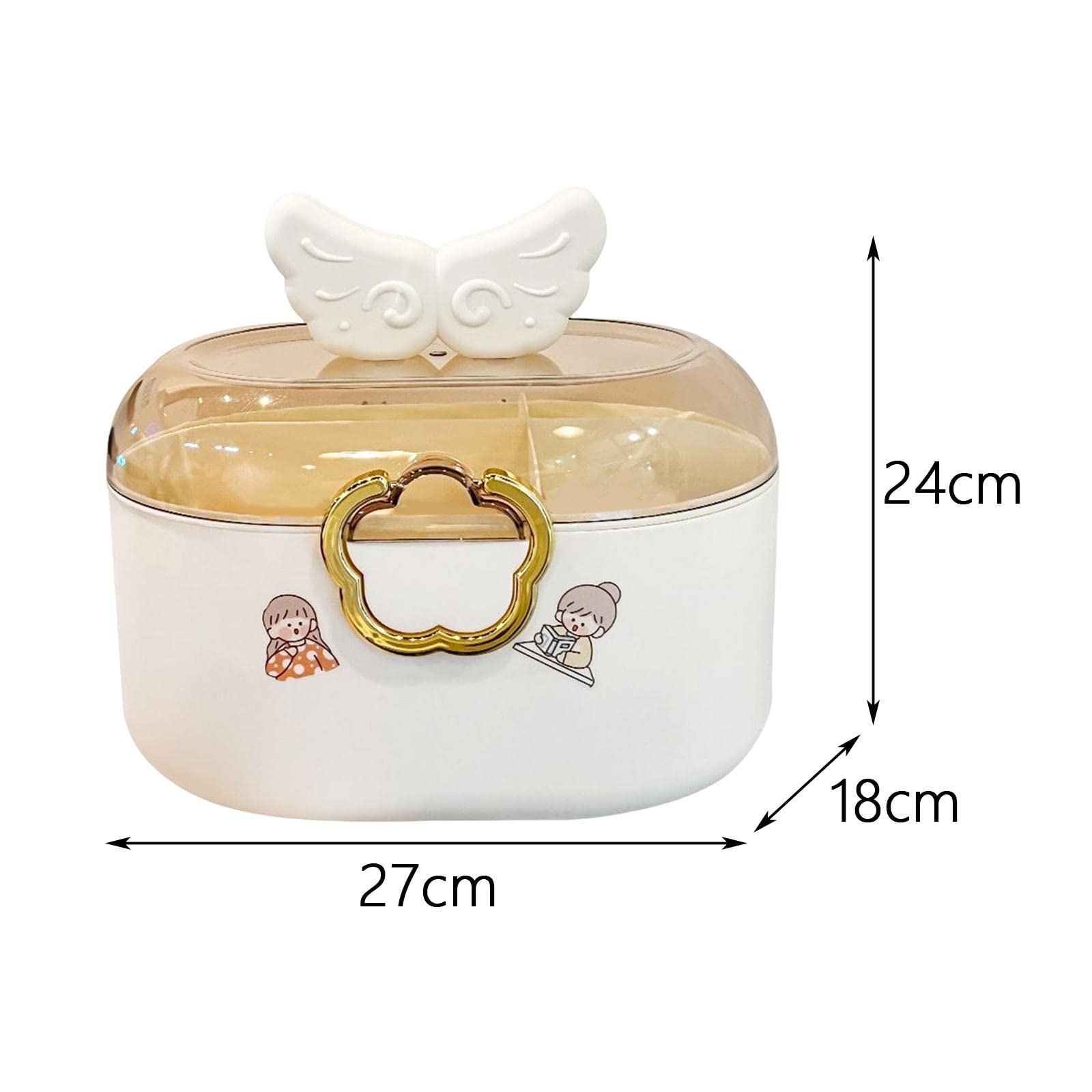 Boîte De Rangement Pour Accessoires De Cheveux Et Bijoux - 3 Niveaux, 6 Compartiments - Rose, Avec Poignée Et Couvercle Transparent - 9