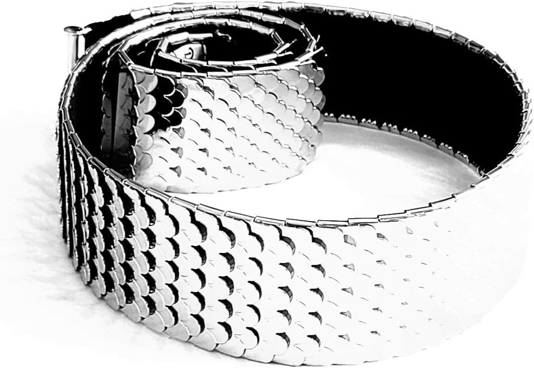 Medium-Trendy wide waist belts for women girl/teen Cute aesthetic accessories, Silver, from 30 inches/77cm