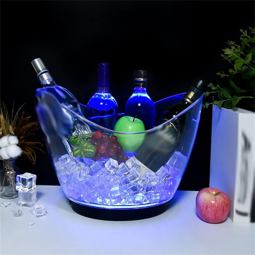 MRKU Secchiello per Ghiaccio Secchiello per Champagne Luminoso Trasparente Bar KTV Secchiello per Ghiaccio Luminoso per Uso Domestico